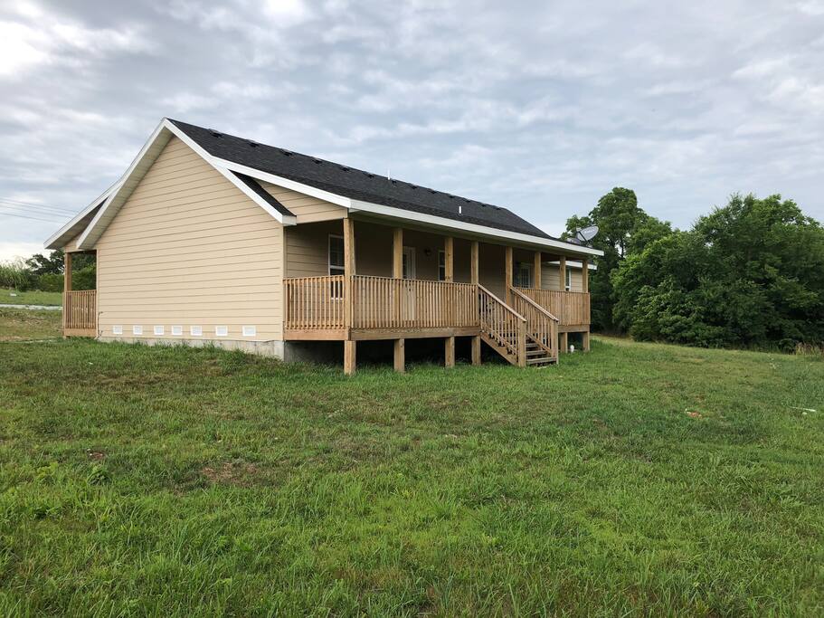 Back covered deck with seating