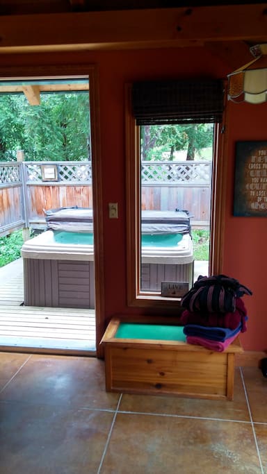 Pamper yourself in the private hot tub just steps from the back door. Suitable for up to 4 people.