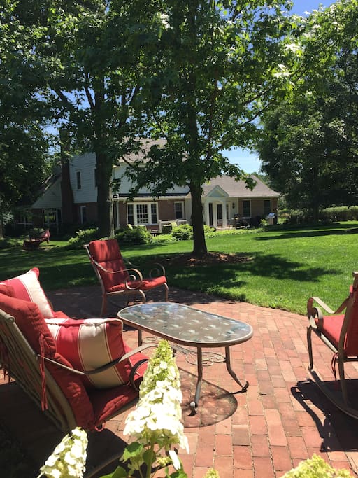 View from cabin patio to main house.