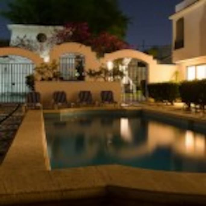 Pool at Casa Martillo at night