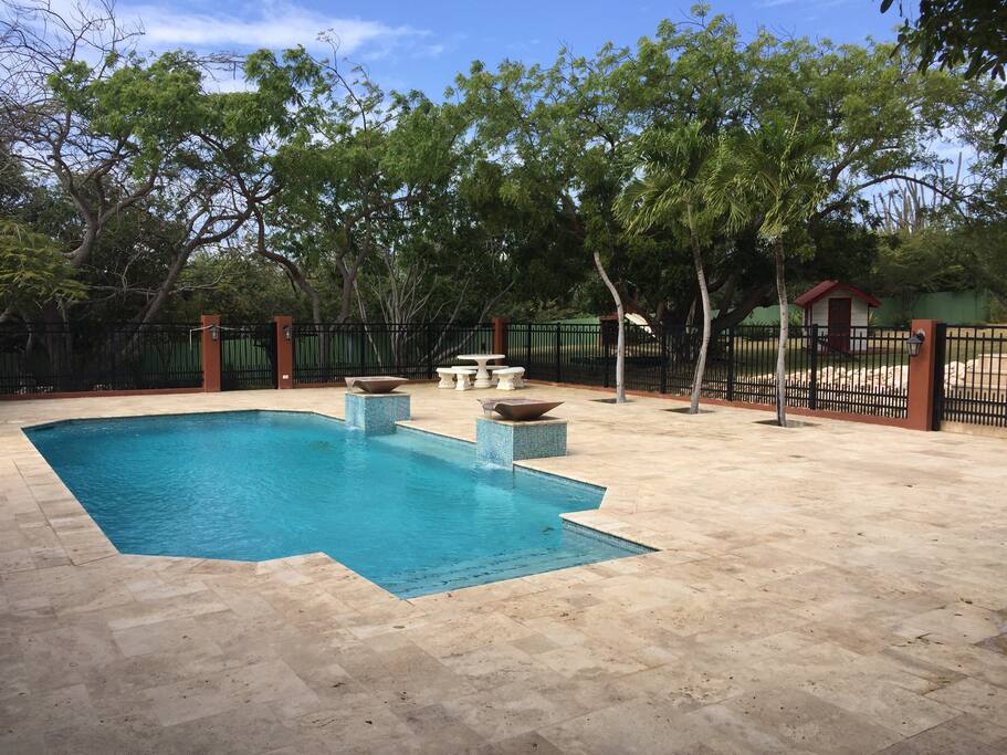 Large pool with water scuppers