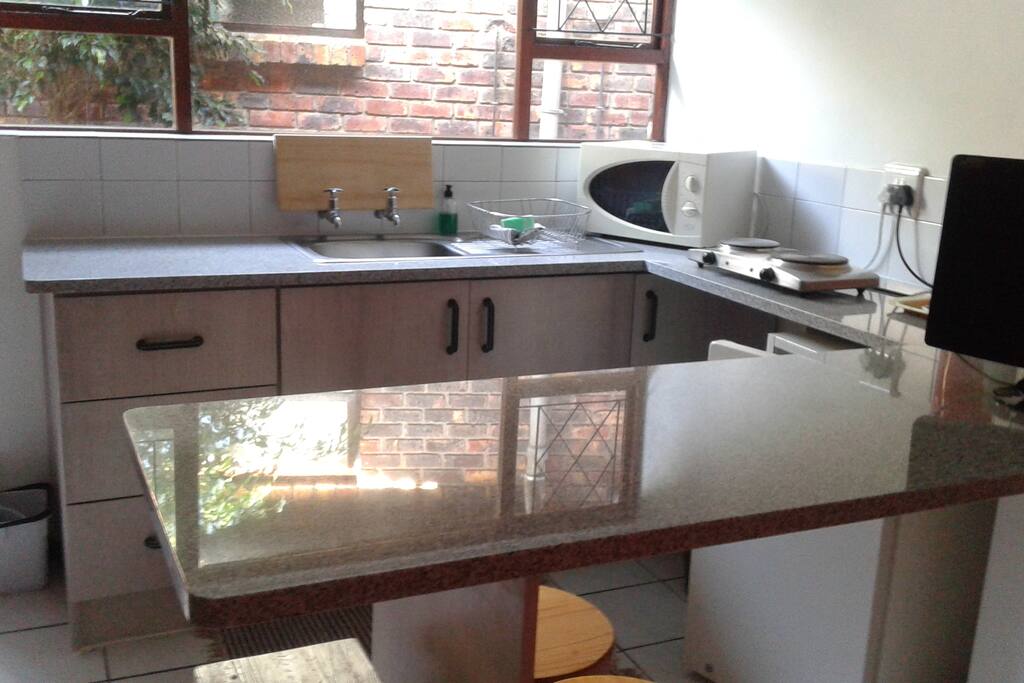 the kitchen of the gardenflat