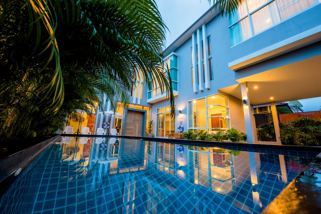 Outside villa and private pool