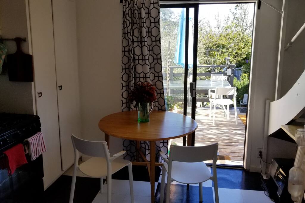 Kitchen, looking out to deck