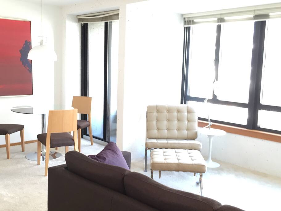 Apartment overflows with light. Lovely in the winter months.