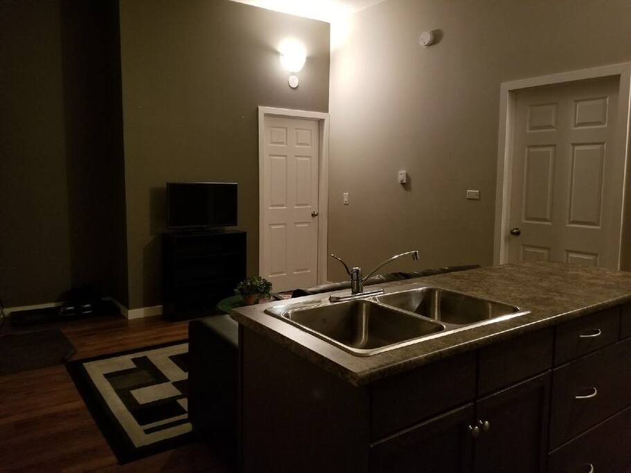 Living room and both bedroom doors