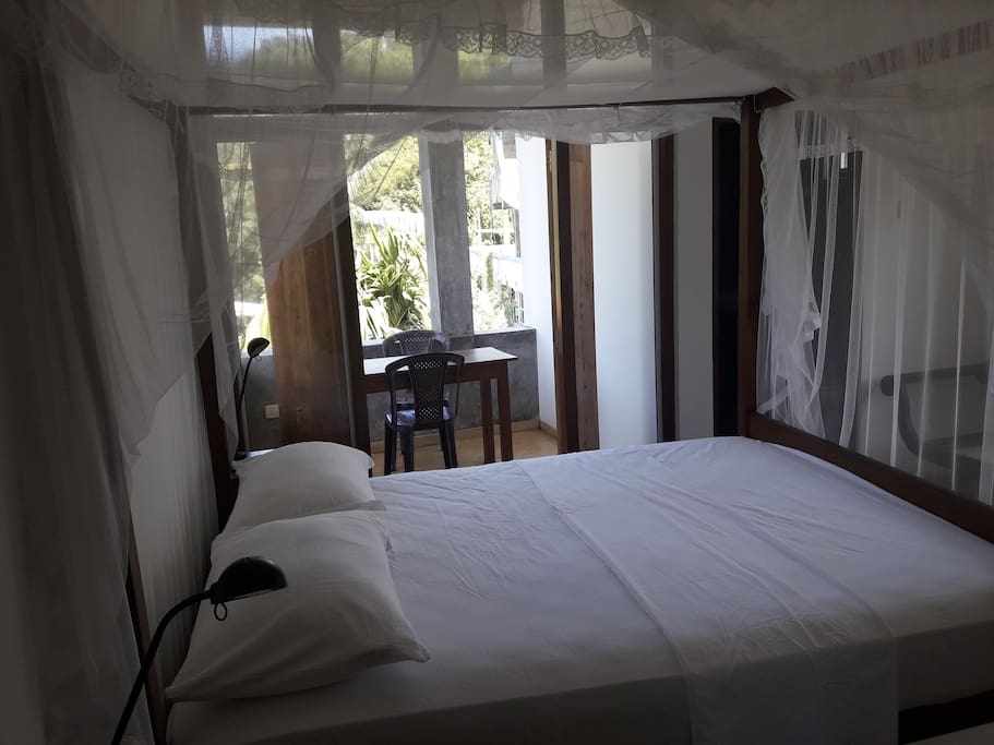 Room 3 has a queen size double bed, attached bathroom and balcony overlooking Rumasala mountain.
