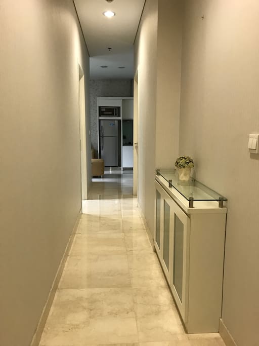 A hallway that connects your room to the living room