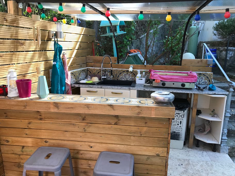 Outside kitchen and bar