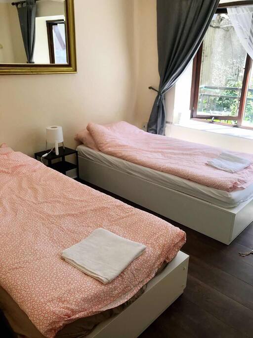 two single beds can make one super king size bed for couple.