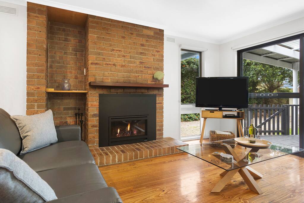 Enjoy the fire with a complimentary bottle of wine on arrival