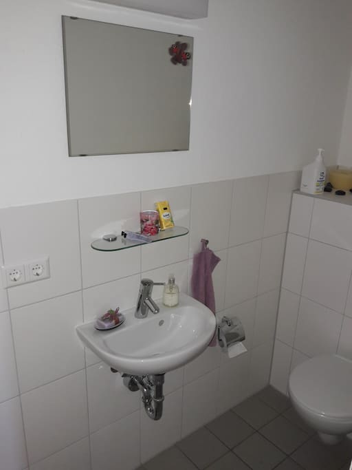 Neue, separate Gästetoillette mit Waschbecken