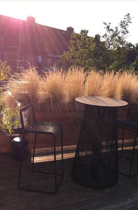 ruim en zonnig dakterras met relatief veel privacy