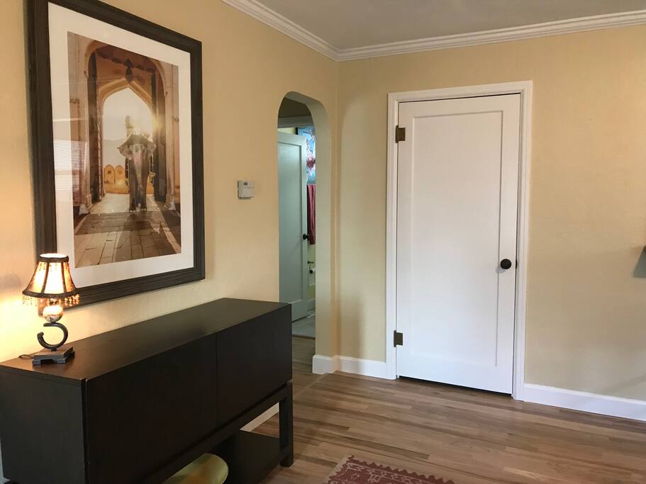 Nice features such as rounded doorways and crown molding make this bun