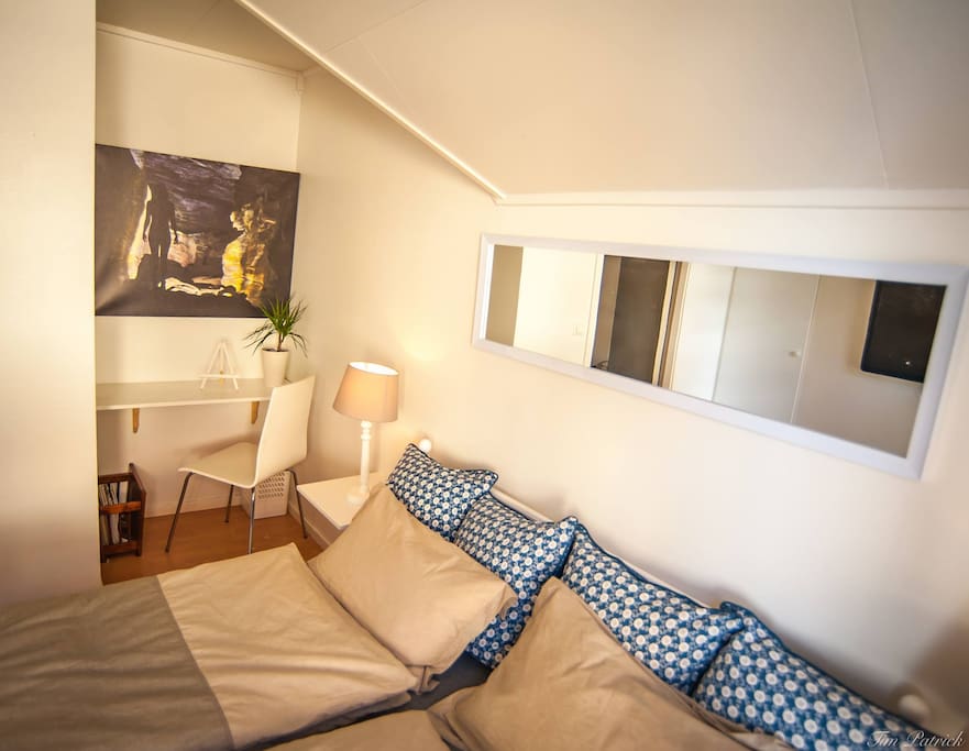 Bedroom with TV and wooden-floors
