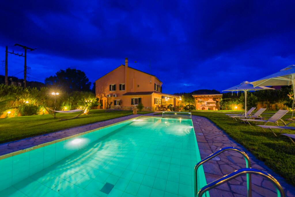Swimming pool at night