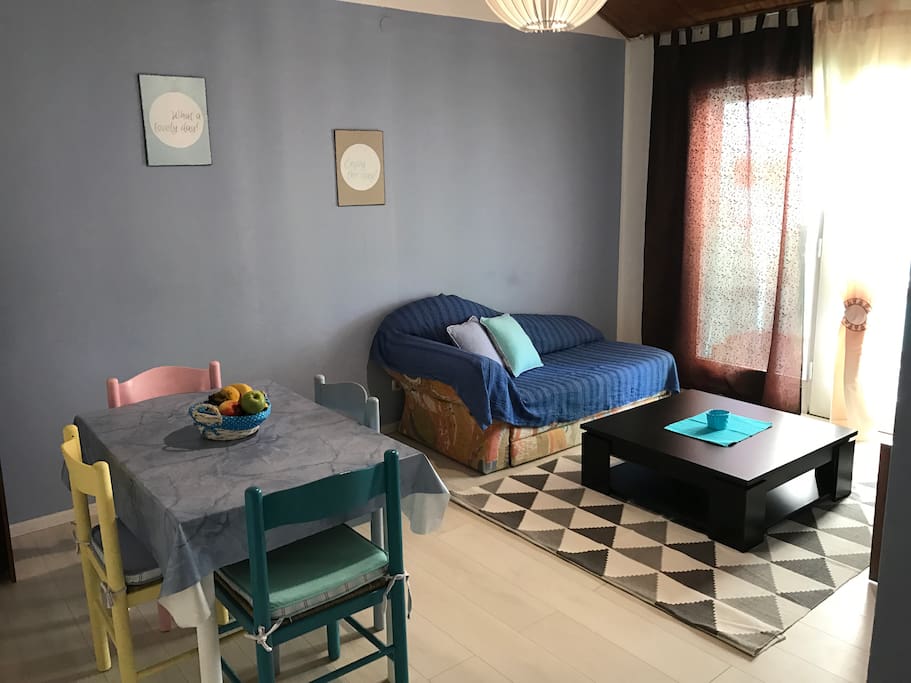Living room with dining room