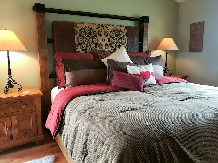 King bed in the master bedroom.