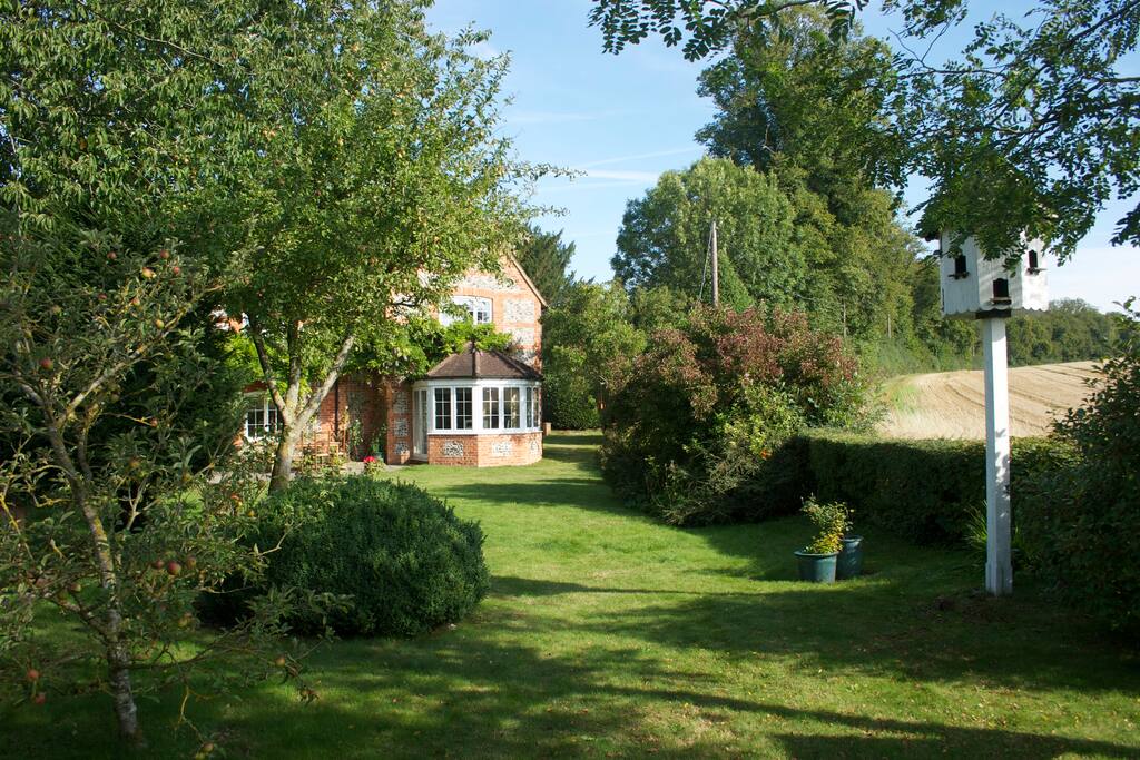 A lovely garden with views across the fields.