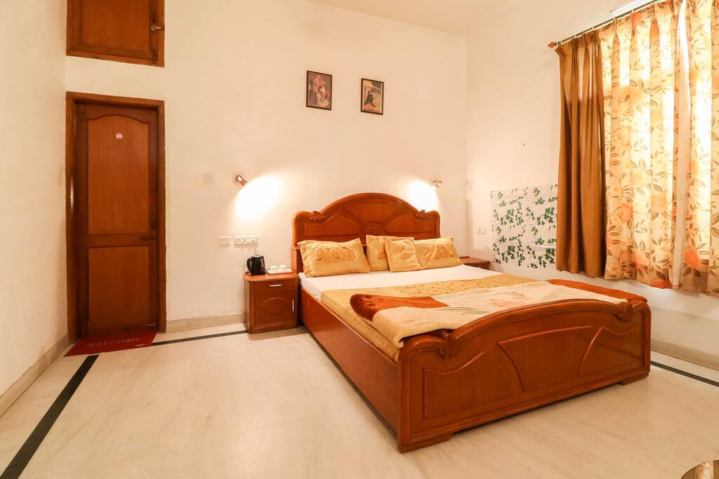 Bed with side lamps