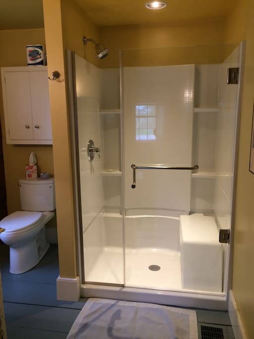 New bath with shower.