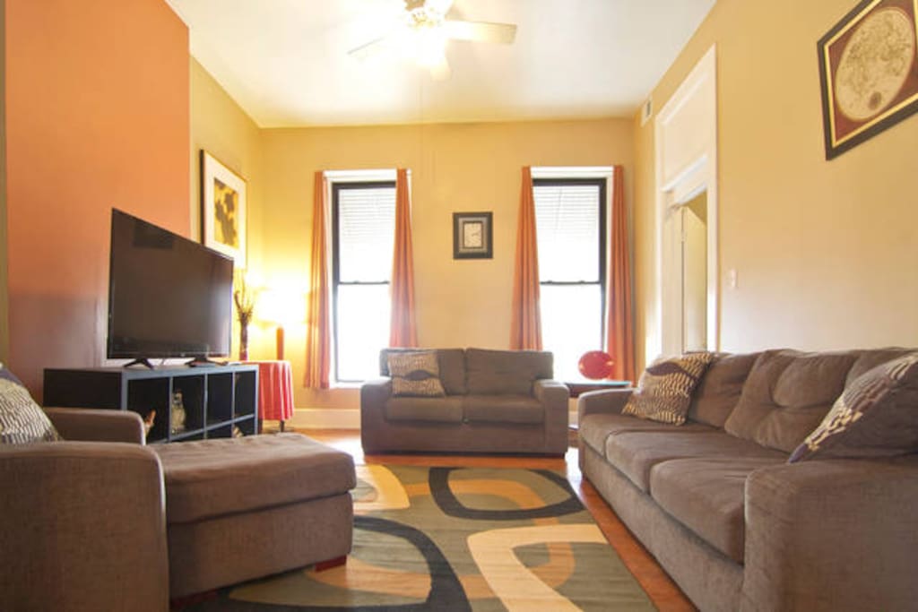 Comfy sofa, loveseat and chaise will make you feel at home. (Downstairs)