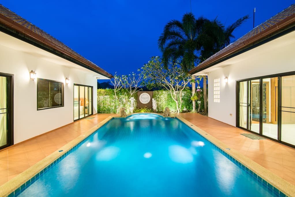 Private pool and the bedrooms are close to the pool
