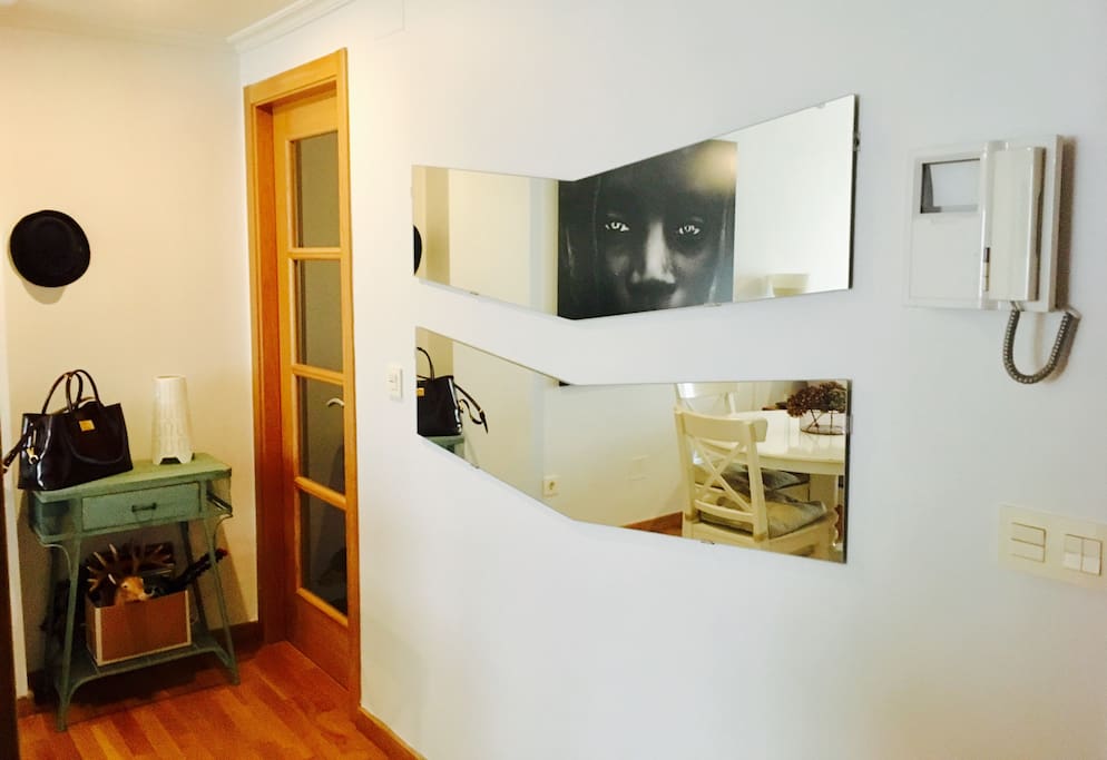 Detalle entrada y puerta acceso al pasillo (habitaciones y baño)