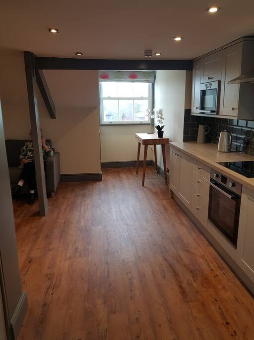Spacious galley kitchen.