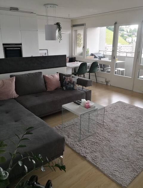Beautiful apartment with a view and the local mountain Gurten on the 13th floor.
Centrally located, 