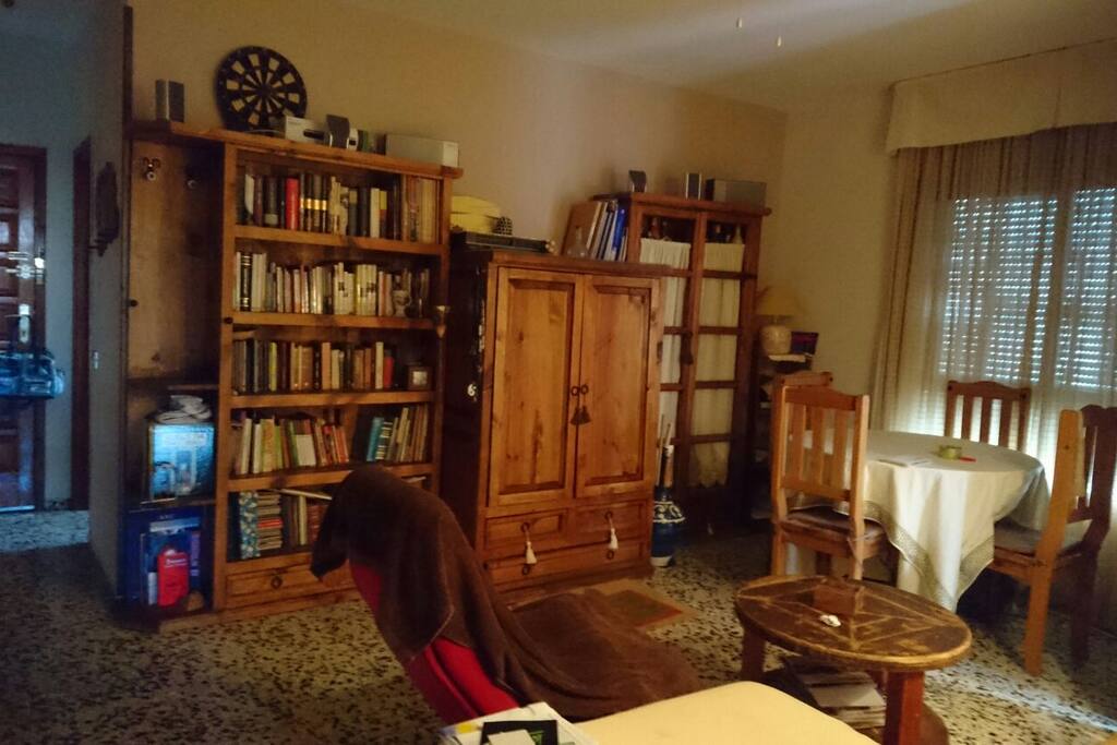 Dispone de librería y tocadiscos de vinilo que puede utilizar.
