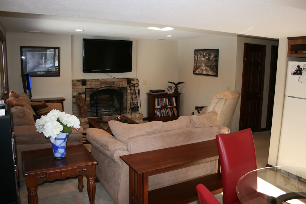 Updated Family Room, with fireplace and 55" TV