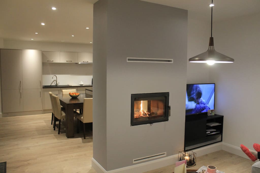 Modern, open-plan living space.