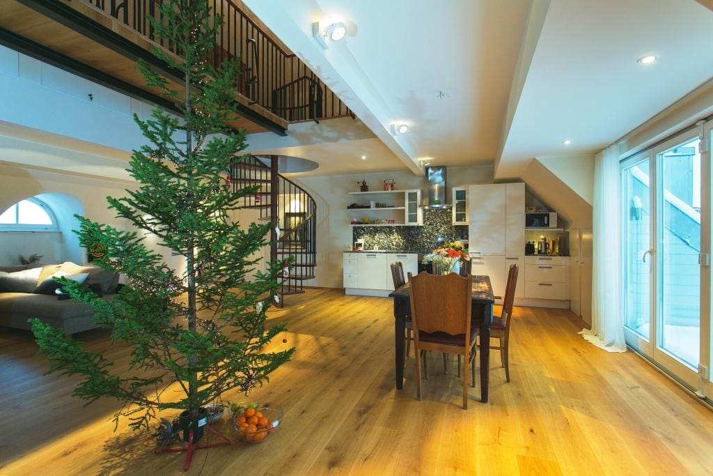Dining area for you and your guests. Note the walkway between the dining area and living space - a rare and special feature.
