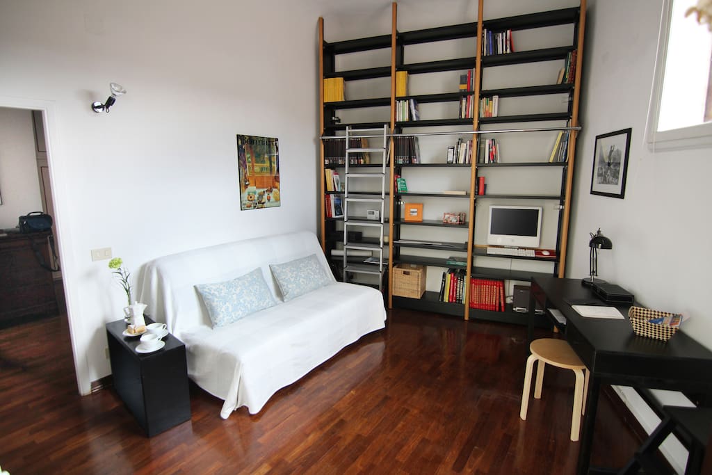 The living room with the sofa bed
