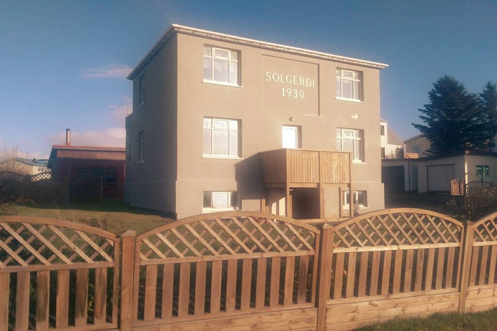 The outside of the house. The house is called "Solgerdi" and was built in 1930.