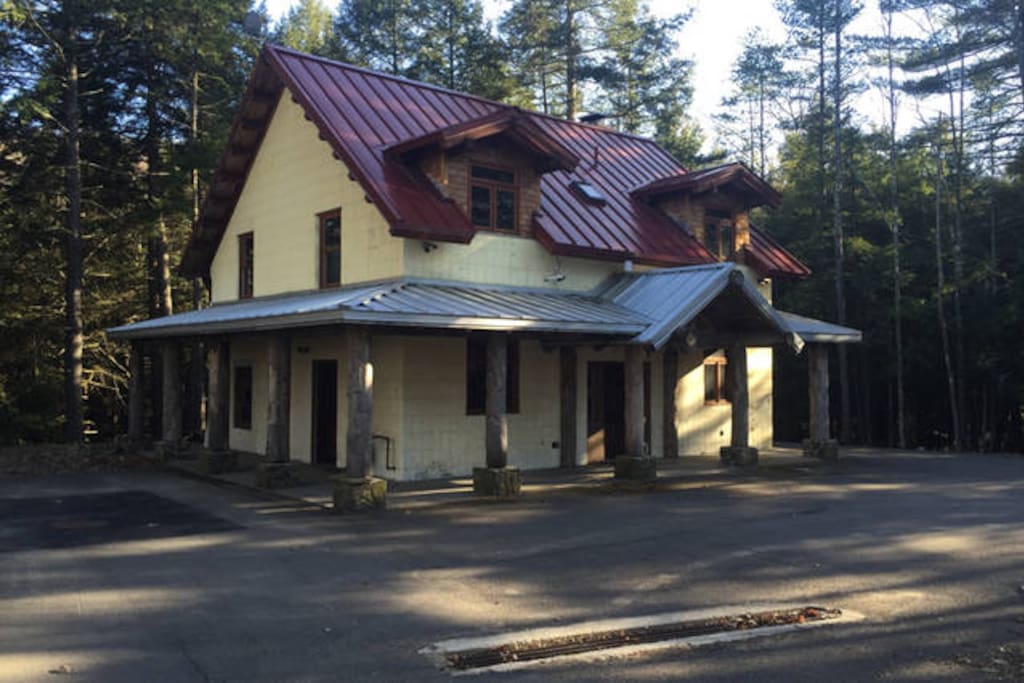 Exterior of the cabin. It's waiting for siding, but it well protected for now.