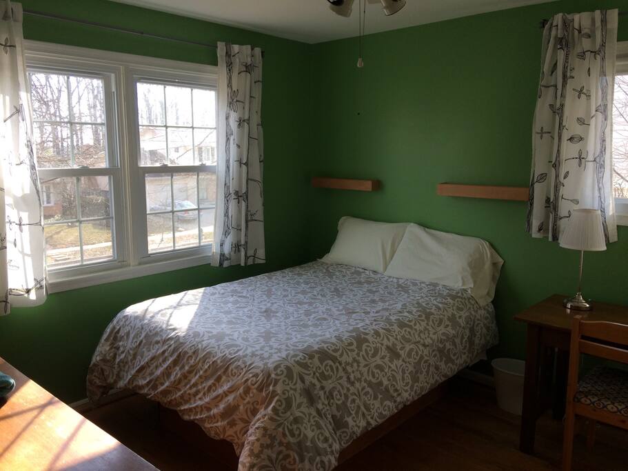 Double platform bed with foam mattress topper
