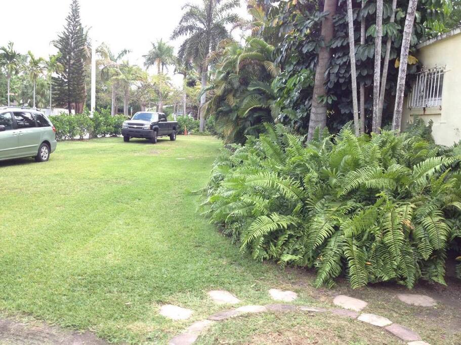 Here is the parking space in the front yard.