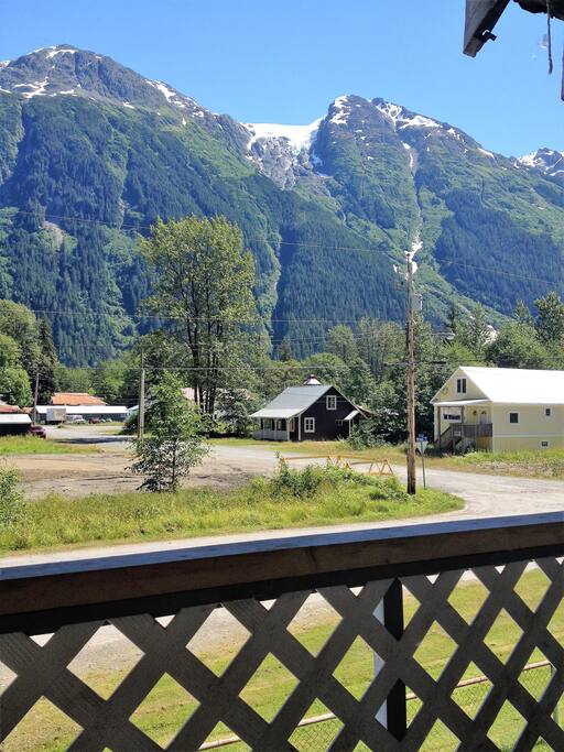 View of mountains from deck