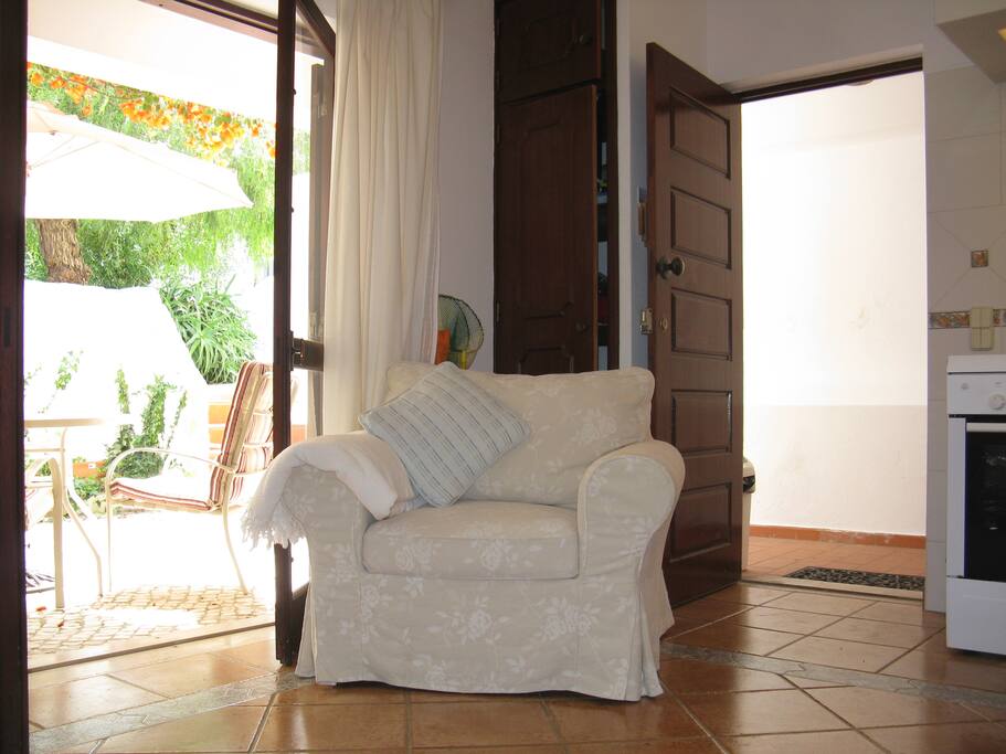 Living room with doors to terrace