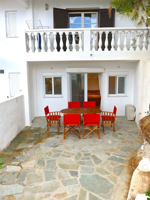 The studio's large private patio