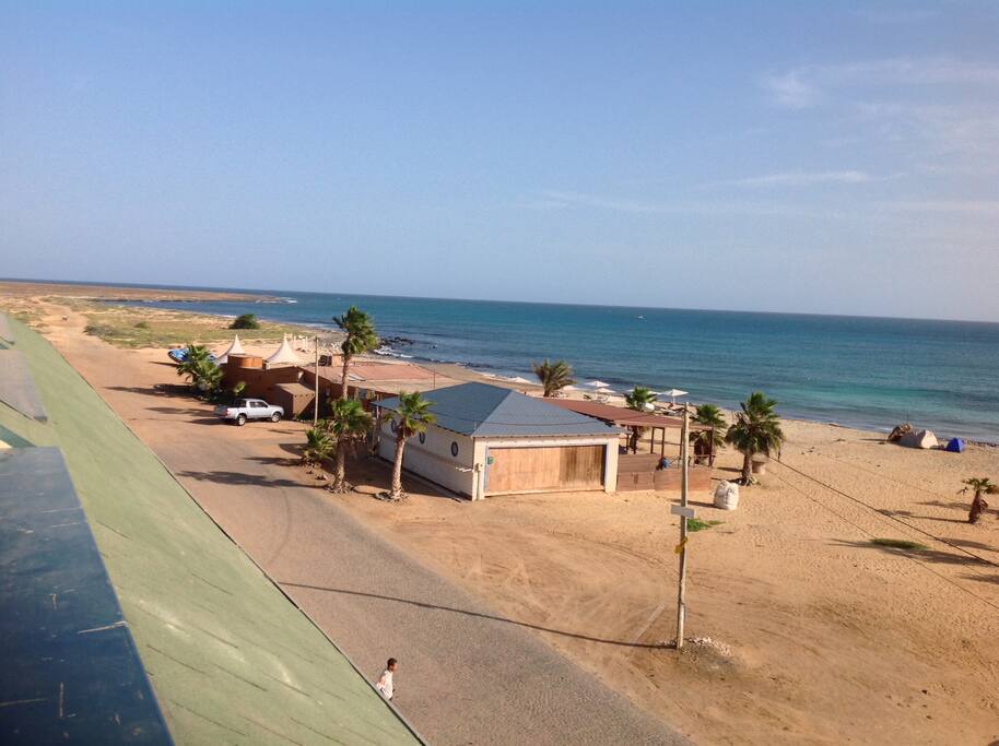 The View of the Beach and the kite Surfing school from the Terrace