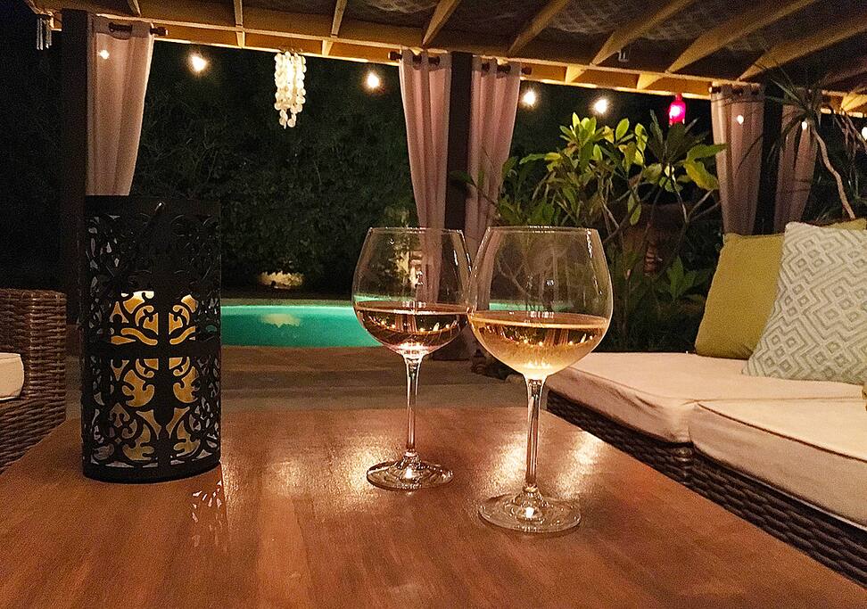 Enjoy some quiet time poolside with a little jazz in the background.
