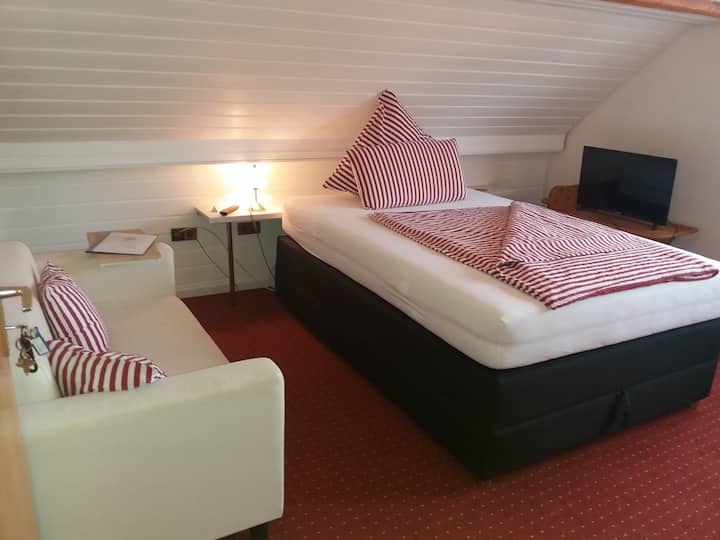 Ყუთის ზამბარიანი საწოლი 140x200 მ, ბრტყელეკრანიანი ტელევიზორი სატელიტური კავშირით, 2-ადგილიანი დივანი