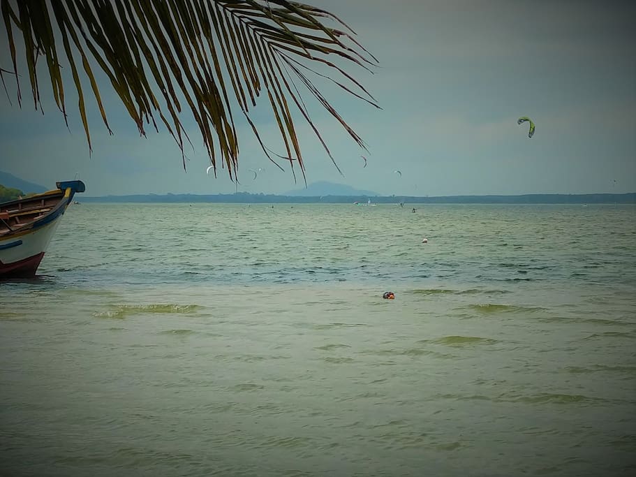 View from the backyard :) The place is ideal for kitesurfing, windsurfing, sailing and kayaking