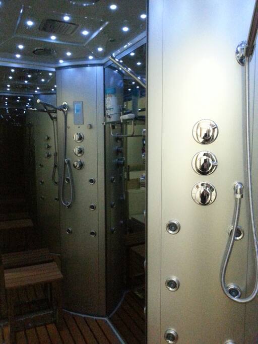 Downstairs bathroom with Double Steam Shower