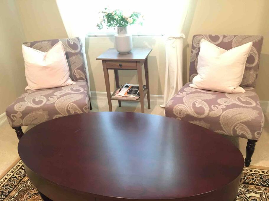 Two slipper chairs with big table for your work or relaxing retreat