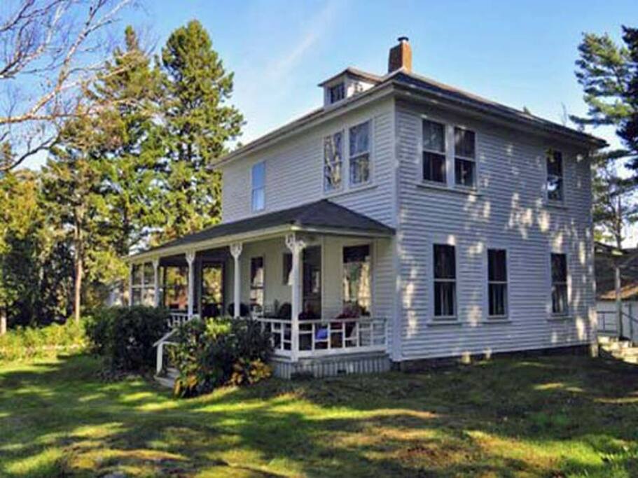 An outside view of the house. Enjoy views from the porch of Mackerel Cove.