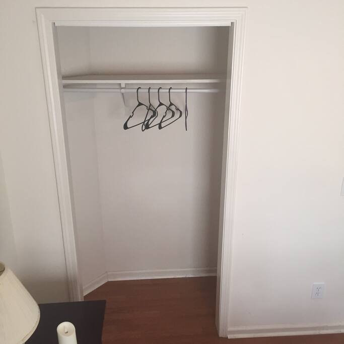 Closet in private bedroom for guests.